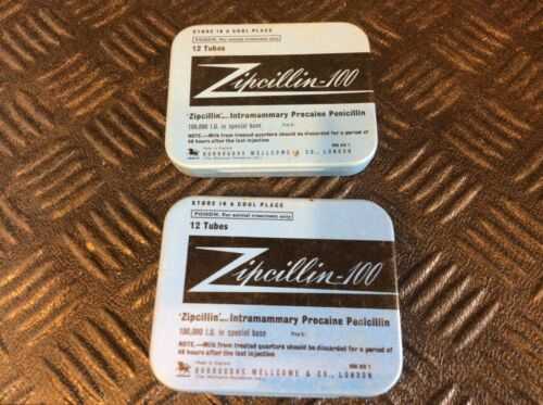 Vintage Zipcillin - 100 Farming Penicillin Containers x2