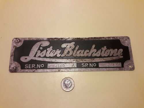 Rare Vintage Antique? Original Lister Blackstone Aluminium Identification Plate