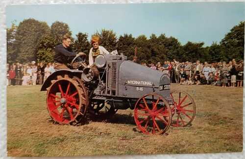 B65. VINTAGE POSTCARD . 1919 INTERNATIONAL FARM TRACTOR. NOTES ON REVERSE