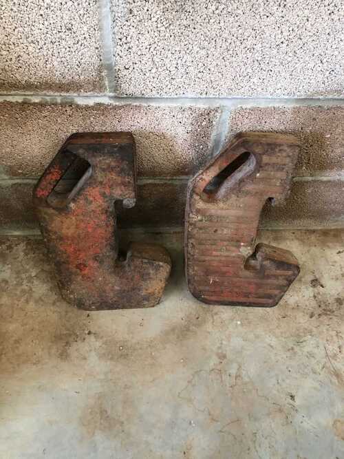 TRACTOR WEIGHTS x2  front end , used , Ford ( I think! ) 30kg