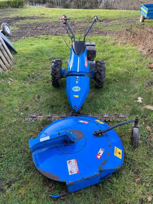 BCS 630 WS2 wide track 2 wheeled tractor + scythe + rotary mower attachments