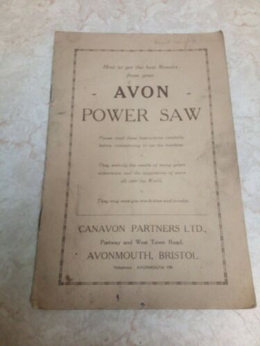 vintage 1940s 50s  AVON POWER SAW  INSTRUCTION  ( LOG , TREE CUTTING IMPLEMENT.