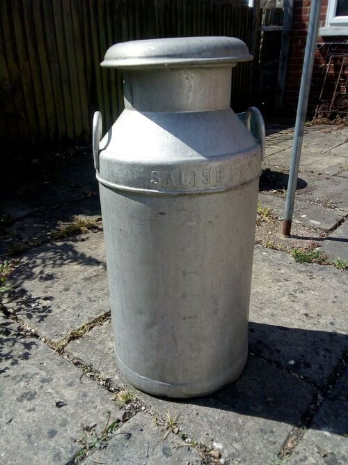 Vintage 10 Gallon Aluminium Milk Churn - Salisbury - Churchfields Diary